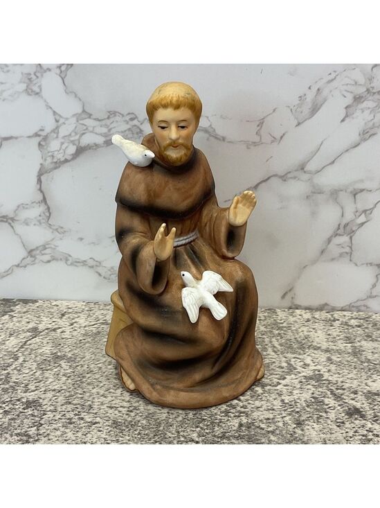 vintage Other - Vintage Sitting St. Francis of Assisi Catholic Sanmyro Japan Porcelain figurine